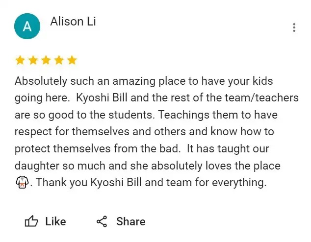 martial arts review stating how well our classes are